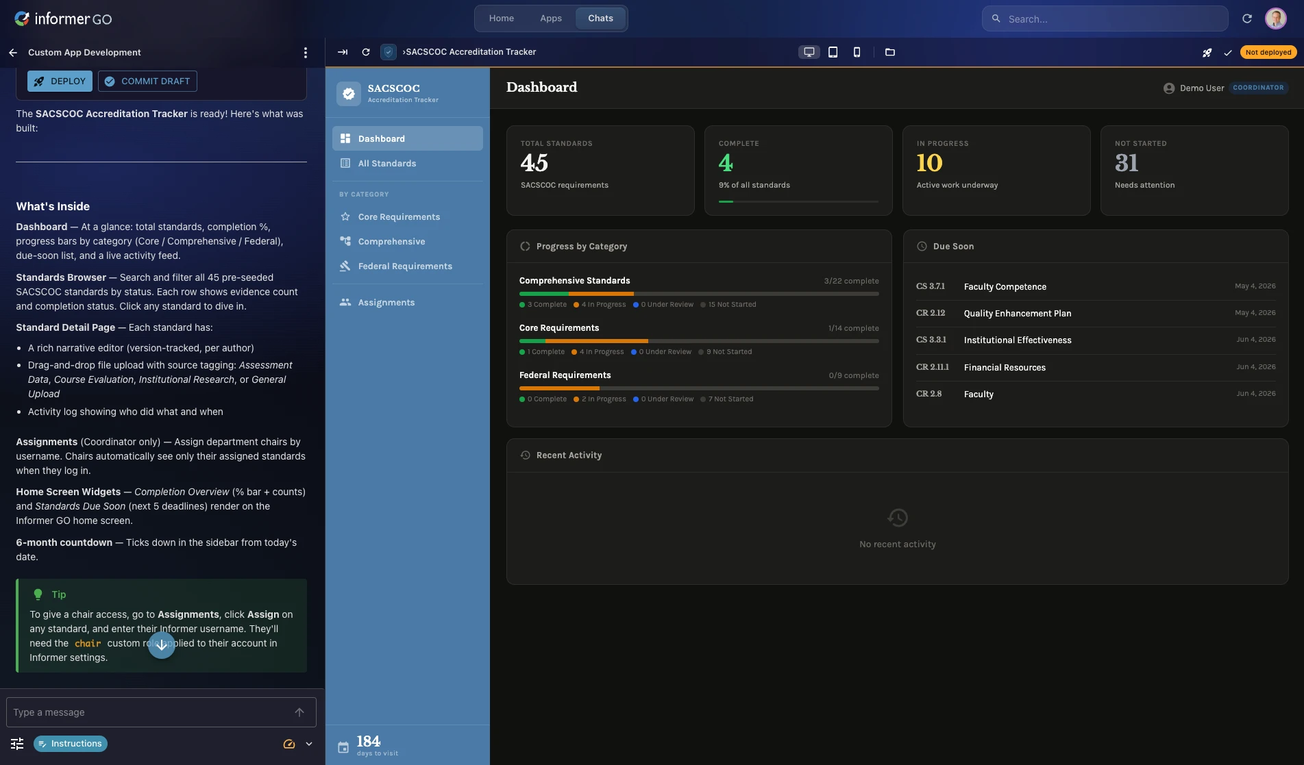 Informer GO App Builder — conversational app creation