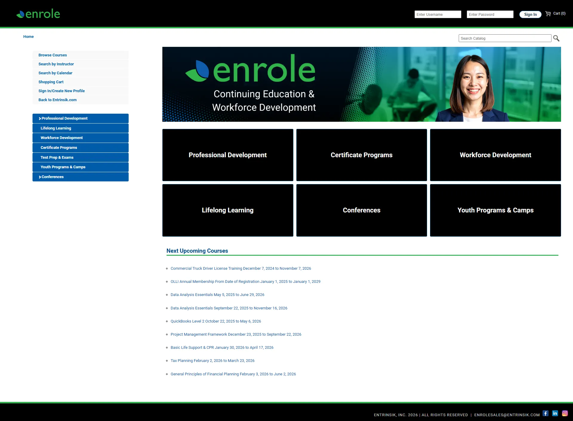 Enrole course catalog with categories and search