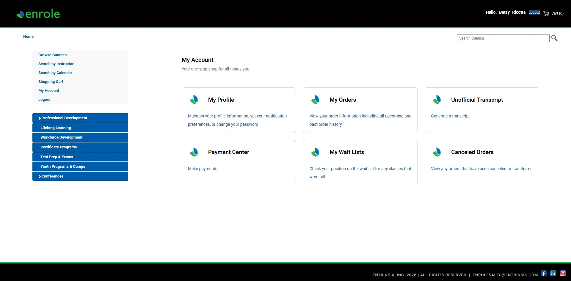 Enrole student account portal