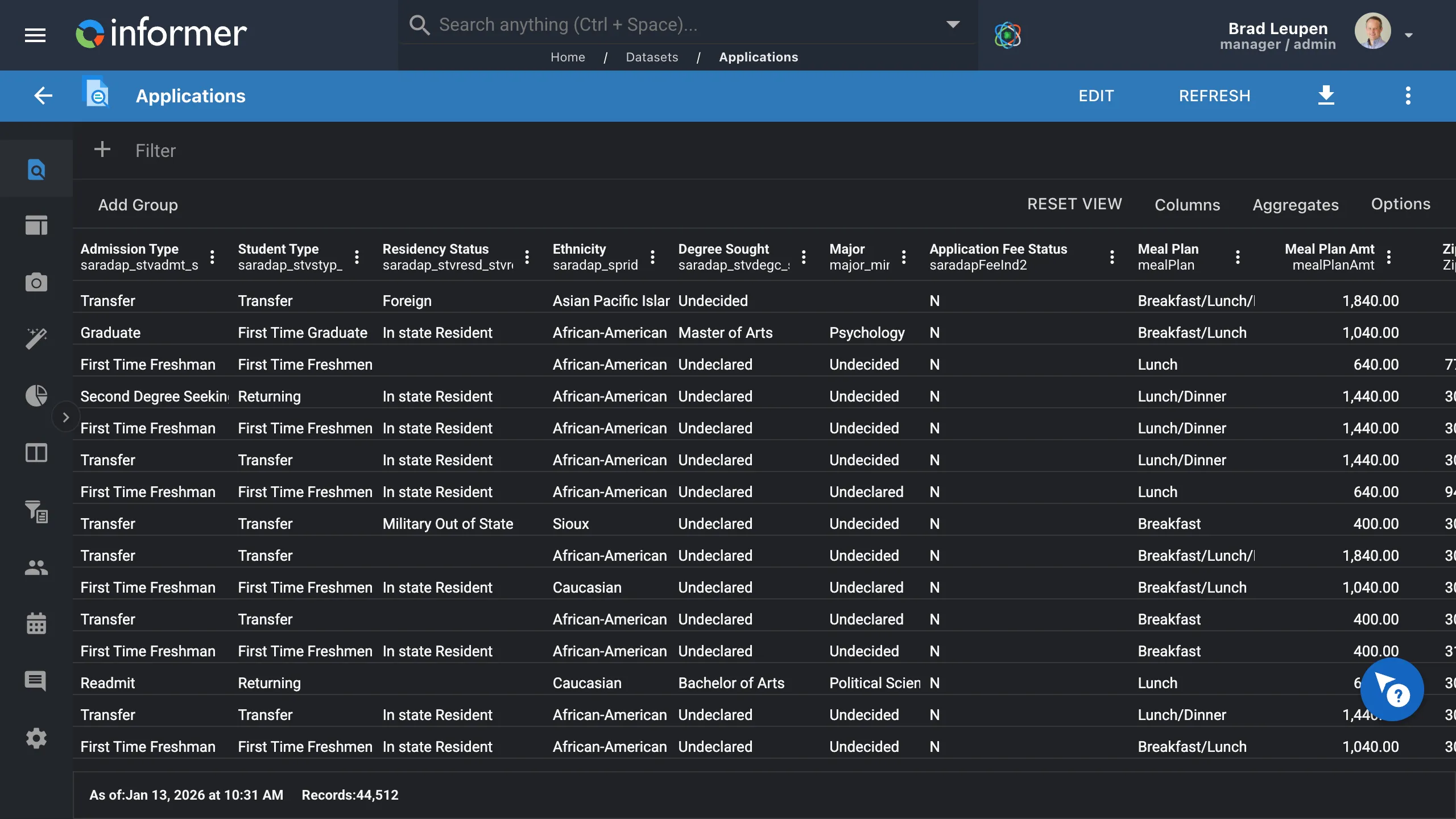 Self-service data grid with row-level security