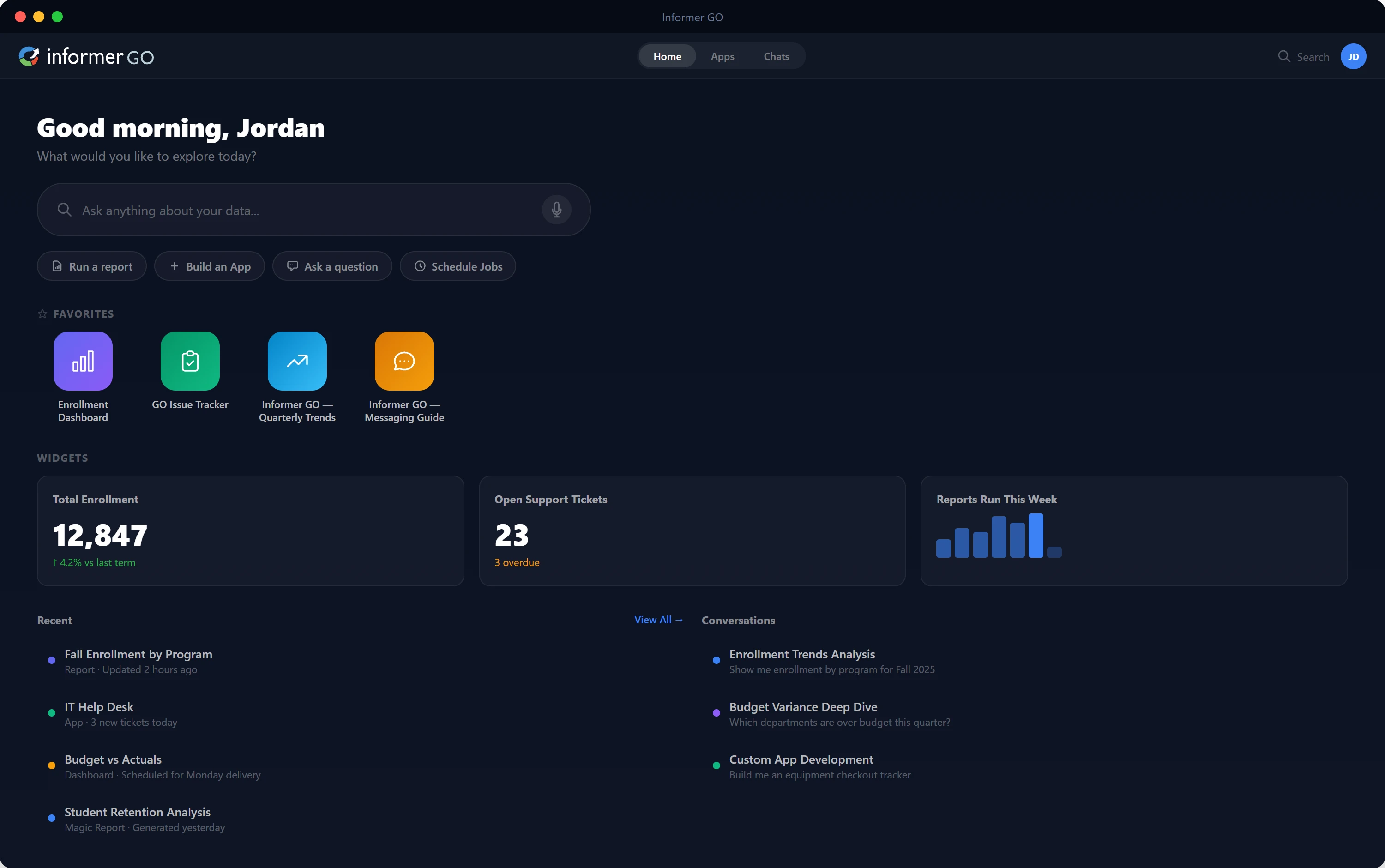 Informer GO running as a desktop app